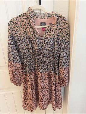 Vince Camuto Pink Floral Smocked Waist Casual Dress